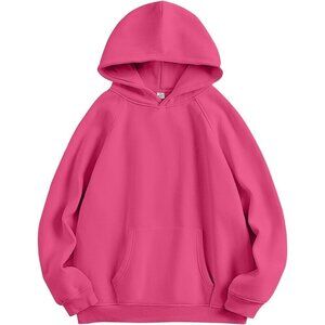 Women Hot Pink Hoodies Oversized Fleece Long Sleeve Comfy Casual Sweatshirts
